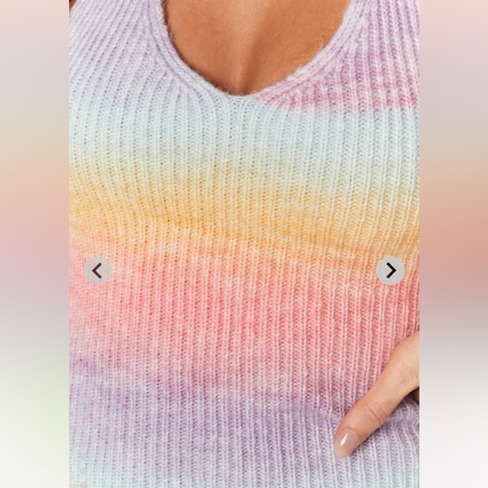 SOLD Beginning Boutique Cloud Nine Halter Mini Dress Rainbow - Picture 11 of 13